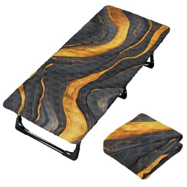 Imagem de Burbuja Lençol de berço de mármore preto dourado para crianças, lençol de cochilo acolchoado portátil com faixa elástica para meninas e meninos, lavável na máquina, 63,5 x 127 cm