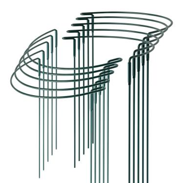 Imagem de Pacote com 10 estacas de suporte de plantas, estacas de metal para plantas de jardim, suporte de flor meio redondo, uso interno para amarílis, flores, orquídea, lírio, peônia, rosa, tomate, monstera