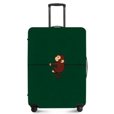 Imagem de ANNA QUEEN Capa de bagagem de viagem, capa protetora de mala de viagem elástica e antiarranhões, lavável e durável protege contra arranhões, sujeira e danos, Macaco fofo, L(fits 28-30Inch suitcase
