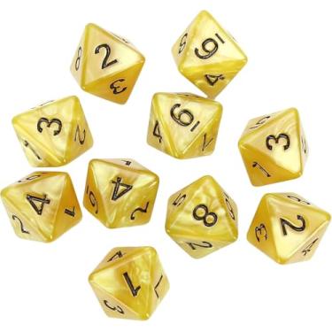 Imagem de 10 Pieces D8 Polyhedral Dice Set 8 Sided Dice with Numbers, Ideal for Board Games, Party Table, Classroom Activities & Gaming Fun (Size: 1.6cm/0.63in, Color: Yellow, New)