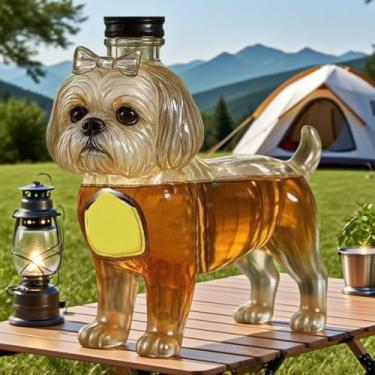 Imagem de Decantador de uísque em forma de Shih Tzu 283 g, garrafa de vidro, 3D, animais engraçados, garrafas de vinho vazias, armazenamento de licores, utensílios de bar soprados à mão, decoração de arte