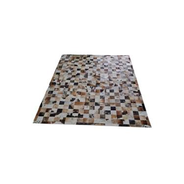 Imagem de Tapete De Couro Natural Premium Placas 10x10cm (Bege Tricolor)