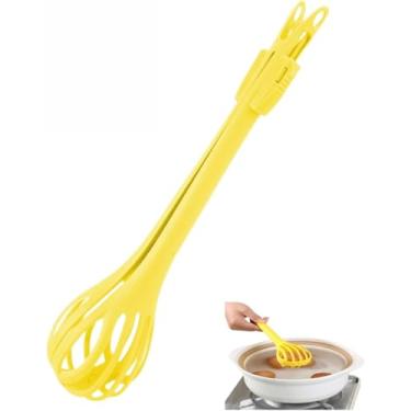 Imagem de Batedor de Ovos 2 em 1 e Prendedor de Alimentos Serrilhado, Pinça Ergonômica de Plástico, Utensílio Multifuncional para Cozinha