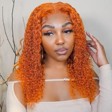 Imagem de Peruca Hihmarm Ginger Bob, cabelo humano, 13x6 HD, onda profunda, renda frontal, cabelo humano pré-arrancado, molhado e ondulado, sem cola, renda frontal para mulheres negras, 16 polegadas