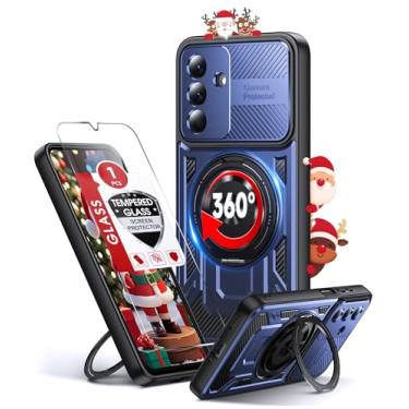 Imagem de LeYi Capa para Samsung Galaxy A16-5G: com protetor de tela de vidro, [Fit Magsafe] Capa resistente à prova de choque de 16 pés para smartphone Android robusta com suporte de anel invisível Samsung 16A