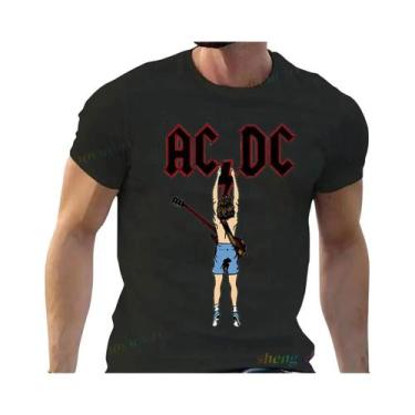 Imagem de Camiseta Masculina De Manga Curta Com Estampa Da Banda De Rock AC DC Y