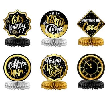 Imagem de Decorações de centro de mesa de colmeia de ano novo - pacote de 9, peças centrais de mesa 3D feliz ano novo | Decorações de feliz ano novo 2023 | Centros de mesa de véspera de ano novo de NYE | Suprimentos de festa de véspera de ano novo 2023