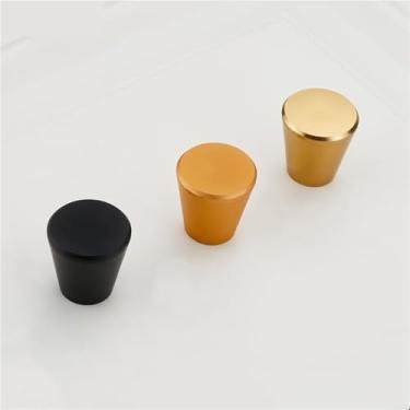 Imagem de HTNAFONI Puxadores de armário de cozinha de furo único de liga de alumínio maçanetas sólidas maçanetas de porta de armário de guarda-roupa ferragens de móveis 1 peça (preto P)