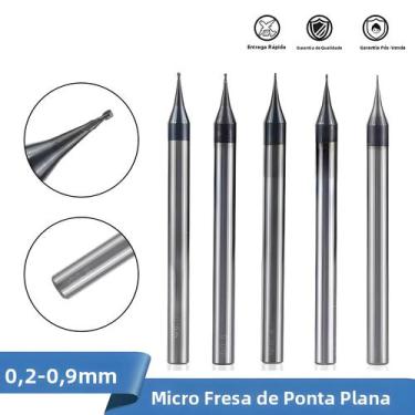 Imagem de Micro Fresadora 0.2-0.9mm 2 Lâminas Broca CNC Plana Com Haste De 4mm C