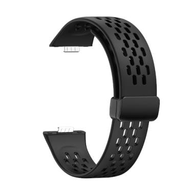 Imagem de RORFFK Pulseira de silicone com fivela dobrável para Huawei Watch Fit 3, pulseiras esportivas HUAWEI Fit3 (preto)
