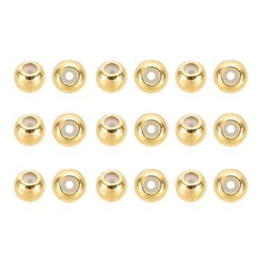 Imagem de Generic 20 peças de contas espaçadoras banhadas a ouro 18K, contas de fiança de 5 mm de metal soltas anel de tubo amuleto ganchos conectores para colar de pulseiras de fabricação de joias, tom dourado