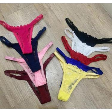 Imagem de Kit 6 Calcinhas Fio Dental Renda Com Regulagem - J&D Lingerie