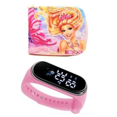 Imagem de Carteira infantil Barbie e relógio digital ou com cronometro menina pa