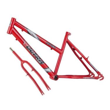 Imagem de Quadro Aro 24 Ultra Bikes em Aço Carbono com Garfo Feminina, Vermelho 