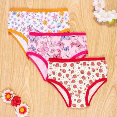 Imagem de Kit Calcinha 3 Peças Infantil Estampadinhas Cores Sortidas - VOLLE FAS