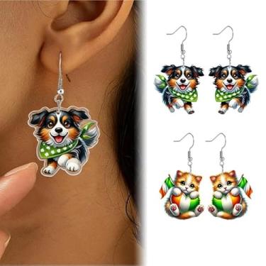 Imagem de Brincos de acrílico pendentes de Dia de São Patrício para mulheres e famílias, joias engraçadas, one size, Acrílico, Sem pedra preciosa