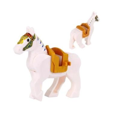 Imagem de Blocos De Montar Cavalo De Guerra Medieval, Tijolos DIY Brancos, Preto