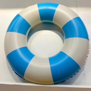 Imagem de Kit de 2 Boias Infláveis Circulares Listradas 100cm - Ideal para Natação, Piscinas e Praias, Lazer e Diversão para Família e Amigos (Azul,80cm (KIT COM 2))