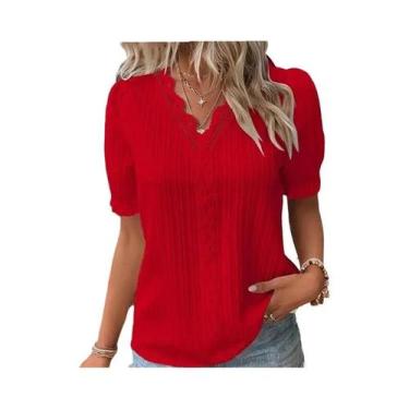 Imagem de Blusa Feminina plus Size Com Decote Em V E Mangas Vazadas, Verão, Sexy