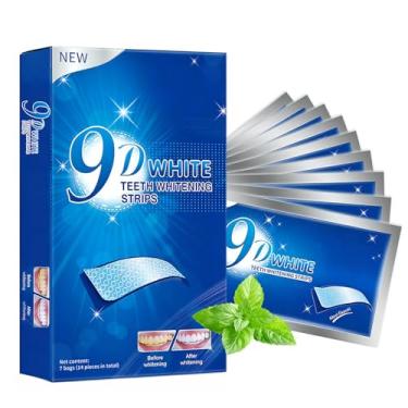 Imagem de UNUNOT Tiras de clareamento dentário – Kit de clareamento dental 9D com efeitos profissionais, clareador dental não sensível para esmalte seguro, 14 tiras (tratamento de 7 dias) remove manchas para um