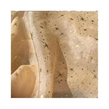 Imagem de Tecido De Organza Tule Com Glitter Brilhante E Estampas De Estrelas E 