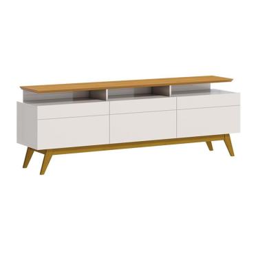 Imagem de Rack Bancada 3 Gavetas Com Nicho 180cm Amy Off White/nature