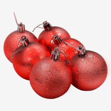 Imagem de Kit 48 Bolas Enfeite Natalino árvore Natal 70mm Vermelho