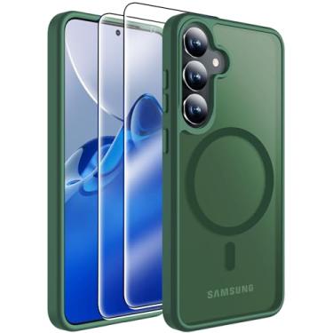 Imagem de MOZOTER Capa magnética para Samsung Galaxy S25 Plus, compatível com MagSafe] [3,5 m militar à prova de quedas] [2 protetores de tela] Capa traseira antiderrapante translúcida fina à prova de choque