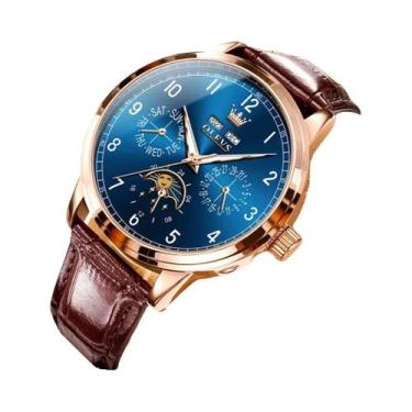 Imagem de Relógio Mecânico Automático De Luxo Masculino OLEVS 6698 Com Fase Luna