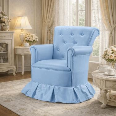 Imagem de Poltrona Amamentação Descanso Balanço Confortável Quarto Cadeira Sala Leitura Corino corino Azul