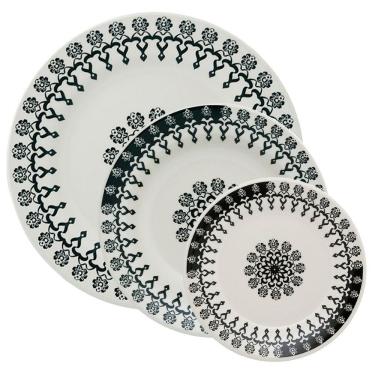 Imagem de Jogo 2 Pratos Rasos 2 Pratos Fundos 2 Pratos Lanche Donna Folk Oxford® Cerâmica