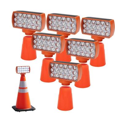 Imagem de Sinalizador Solar Viario Kit 6 Duas Cores Cone Alerta Seguranca Noturna Rodovia Alerta Obra Estrada Avenida Transito