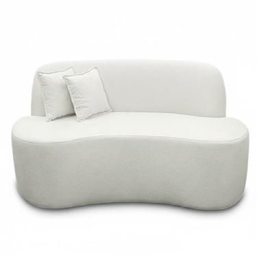 Imagem de Sofá Ondulado Orgânico Pequeno 2 Lugares Sala Bouclé bouclé Branco