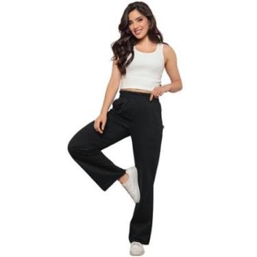 Imagem de Conjunto Cropped Regata Canelada e Calça Wide Leg Pantalona Moletom-Feminino