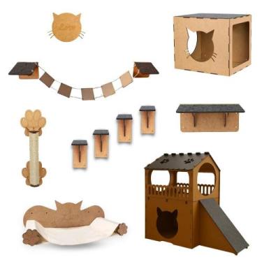 Imagem de Playground Para Gato com Arranhador Nicho Ponte Degrau Rede Casinha em