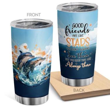 Imagem de Caneca de café Tumbler Oasisdream 600mL com estampa de golfinhos