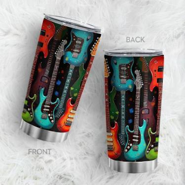 Imagem de Copo de viagem, caneca de café Oasisdream, 600 ml com estampa de guita