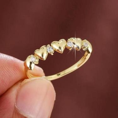 Imagem de Anel de coração amor com zircônia sintética, presente de noivado de jo
