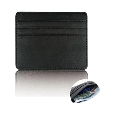 Imagem de Carteira Porta-Cartões Ultrafina Preta Para Homens E Mulheres, Pequena