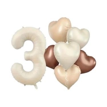 Imagem de Balões Românticos Brancos Em Formato De Coração, Conjunto De 7 Peças D