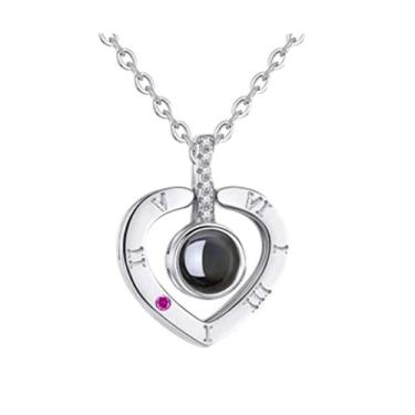 Imagem de Conjunto de joias de colar de cristal de zircão com memória de amor para mulheres, ping...