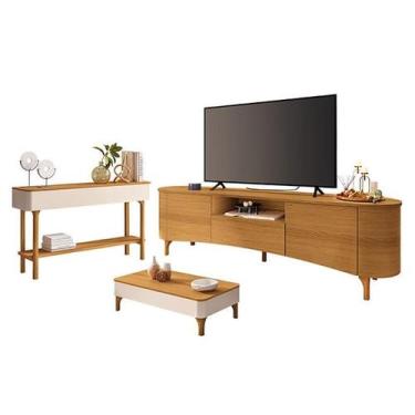 Imagem de Rack Bancada Elara Cinamomo com Mesa de Centro Liz e Aparador Fiero Of