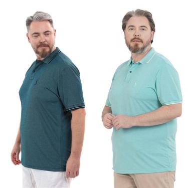 Imagem de Kit 2 Camisa Polo Masculina Plus Size Piquet Viscose Dry