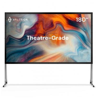 Imagem de Tela de projeção 180" Valerion portátil com suporte, vinil branco fosco 1,3 de ganho, bolsa com rodinhas