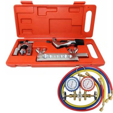 Imagem de Kit Ferramentas Refrigeração Manifold Flangeador Cortador Vermelho - R