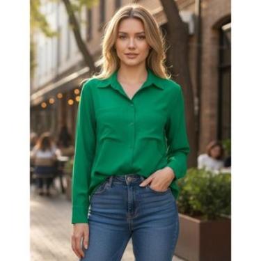 Imagem de Camisa De Linho Feminina Casual Elegante Chique Alfaiataria Camisa Branca Colarinho Ita...