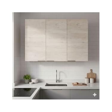 Imagem de Armário de Cozinha Aéreo Bartira Cristal 3 Portas 3 Prateleiras MDP - 120cm de largura