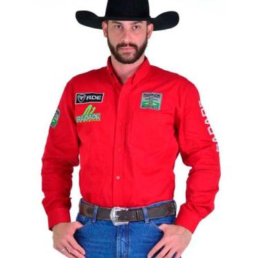 Imagem de Camisa Country Bordada Radade Manga longa Vaqueiro RDE Rodeo, Vermelho