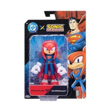 Imagem de Sonic e DC Liga da Justiça - Boneco Articulado Knuckles Supeman 12cm  