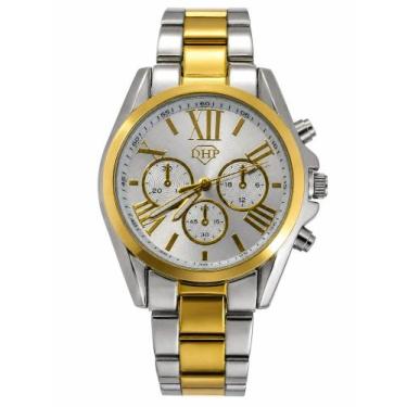 Imagem de Relógio Feminino Elegante Aço Dourado E Prata Dhp Luxo